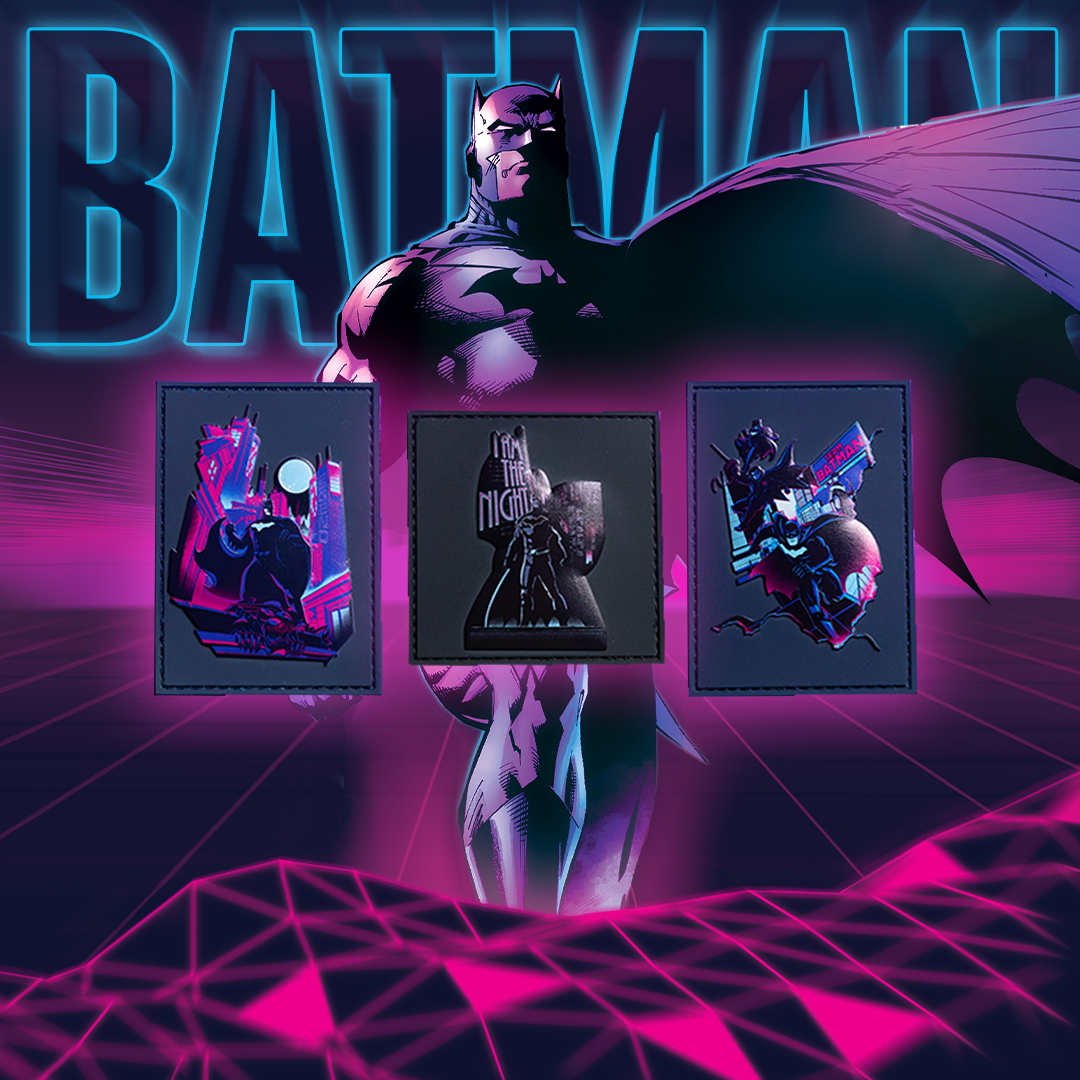 Silk Screen Neon Batman Removable Patch Bundle
