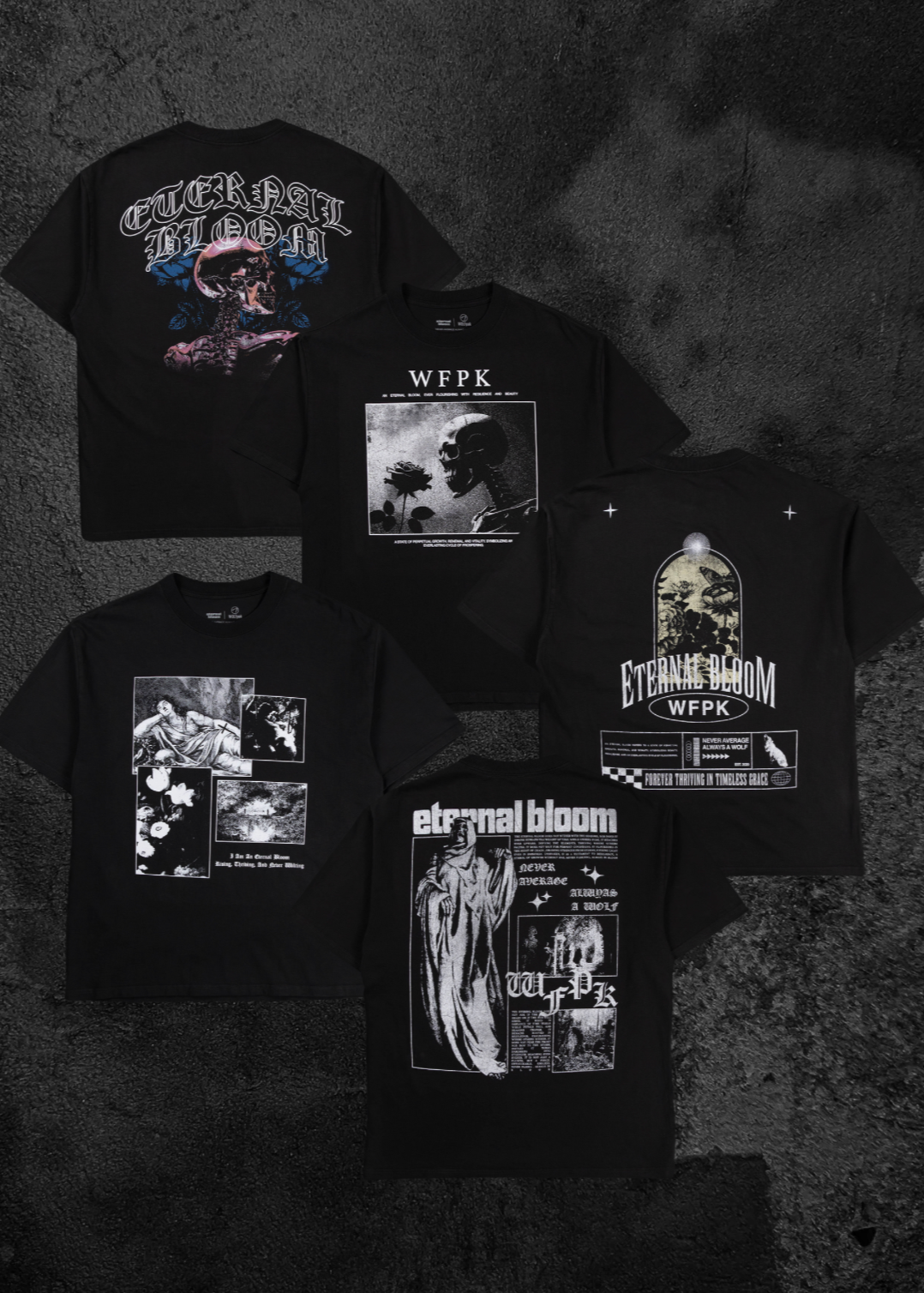 Eternal Bloom Graphic T-Shirt Bundle Black